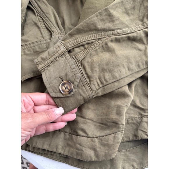LOFT Olive Green Shirt Jacket Utility Pockets Button Down Long Sleeve M - Picture 7 of 7
